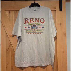 Vintage Reno Nevada Casino Gambling T Shirt Roulette Wheel Chips Poker XXL Gray